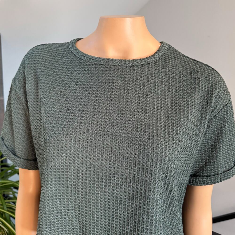 NWT Francesca’s Julia Hunter Green Waffle Knit Lounge Set, Top & Bottom - Small - Picture 4 of 16
